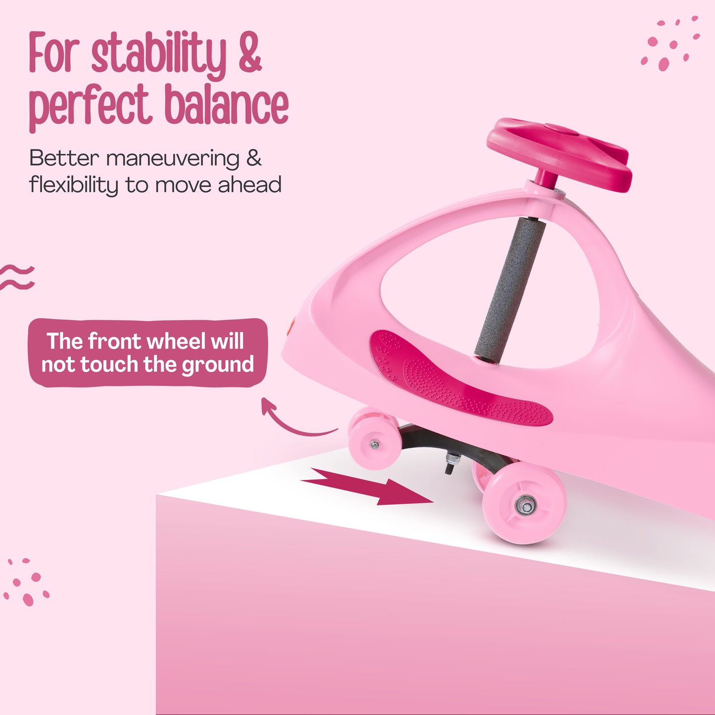 Sunshine Swing Car, Magic Car, Kids Push Car, Swing Car for Kids, Comfortable Seats & Durable, Baby Car, Magic Toy Car, Kids Swing Car, Ride On Car, Kids Car, 3+ Years, Pink