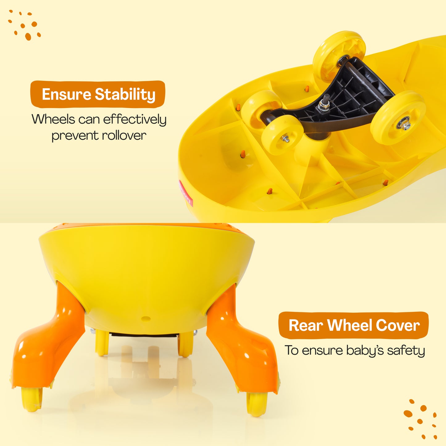 Sunshine Swing Car, Magic Car, Kids Push Car, Swing Car for Kids, Comfortable Seats & Durable, Baby Car, Magic Toy Car, Kids Swing Car, Ride On Car, Kids Car, 3+ Years, Yellow