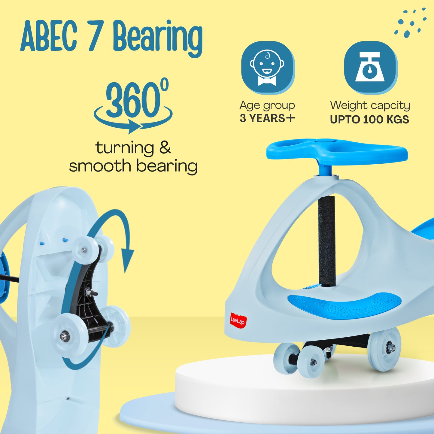 Sunshine Swing Car, Magic Car, Kids Push Car, Swing Car for Kids, Comfortable Seats & Durable, Baby Car, Magic Toy Car, Kids Swing Car, Ride On Car, Kids Car, 3+ Years, Blue