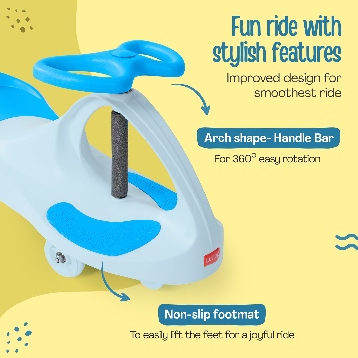 Sunshine Swing Car, Magic Car, Kids Push Car, Swing Car for Kids, Comfortable Seats & Durable, Baby Car, Magic Toy Car, Kids Swing Car, Ride On Car, Kids Car, 3+ Years, Blue