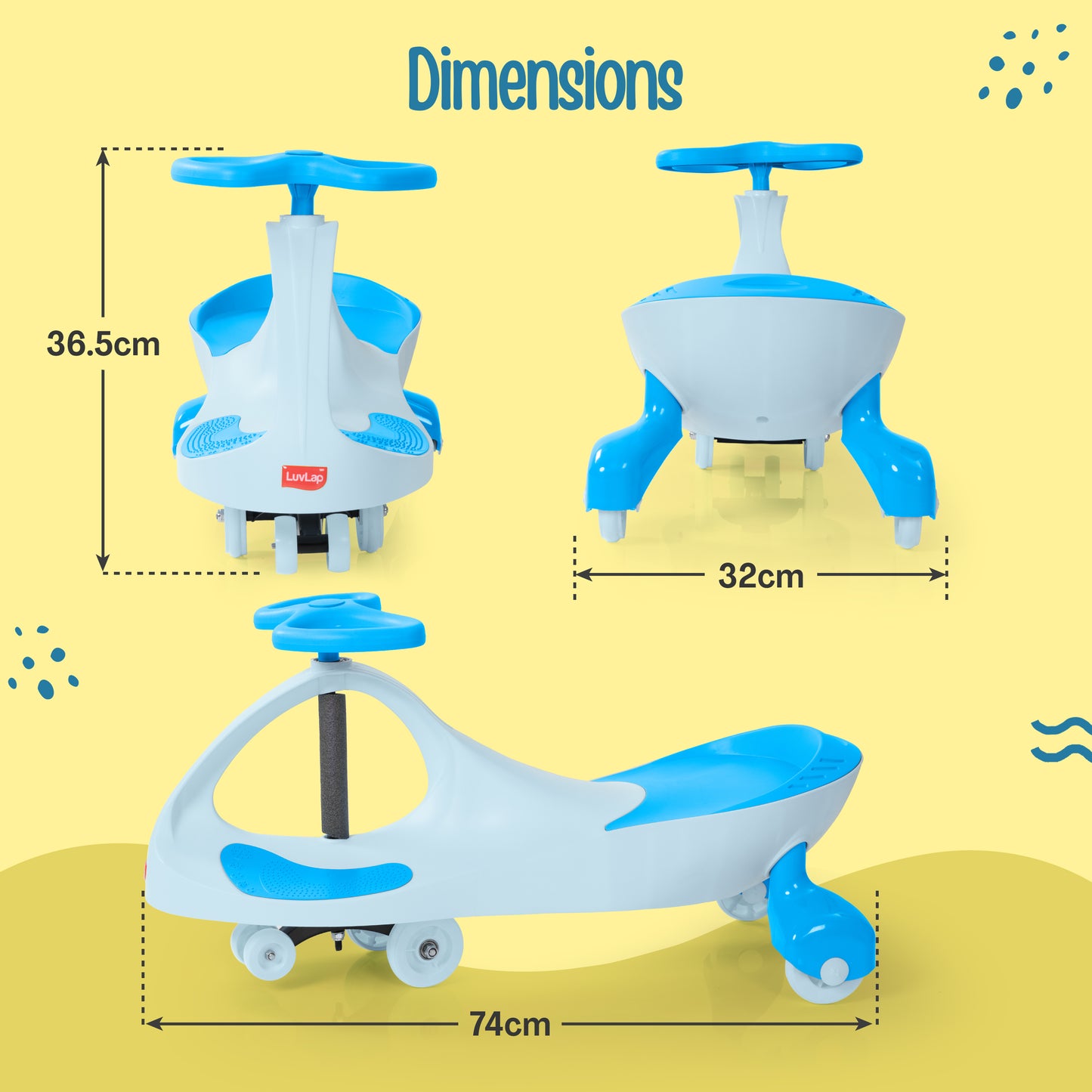 Sunshine Swing Car, Magic Car, Kids Push Car, Swing Car for Kids, Comfortable Seats & Durable, Baby Car, Magic Toy Car, Kids Swing Car, Ride On Car, Kids Car, 3+ Years, Blue