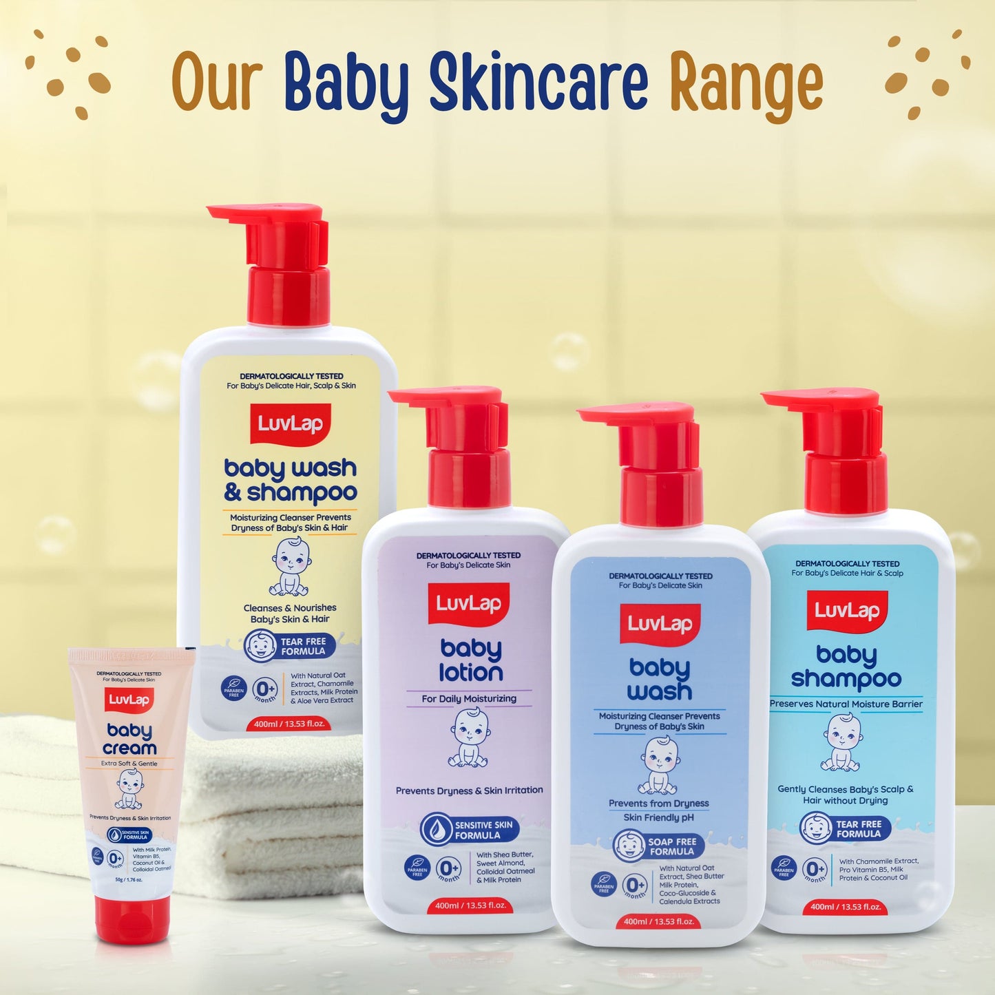 LuvLap Baby Wash & Shampoo - 200ml with Chamomile, Milk Protein, Oatmeal & Shea Butter, Paraben Free, Tear Free, Soap Free, Rich Moisturised Skin & Soft Hair, Baby Body Wash, Dermatologically Tested