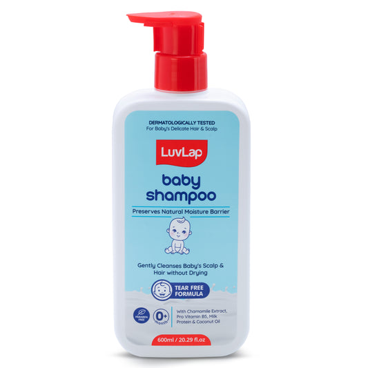 LuvLap Milky Soft Baby Shampoo - 600ml, Tear Free Formula, with Milk Protein, Vitamin E & Coconut Oil, Shea Butter & Chamomile, Gentle Care for Baby's Soft Hair, No Paraben, Dermatologically Tested