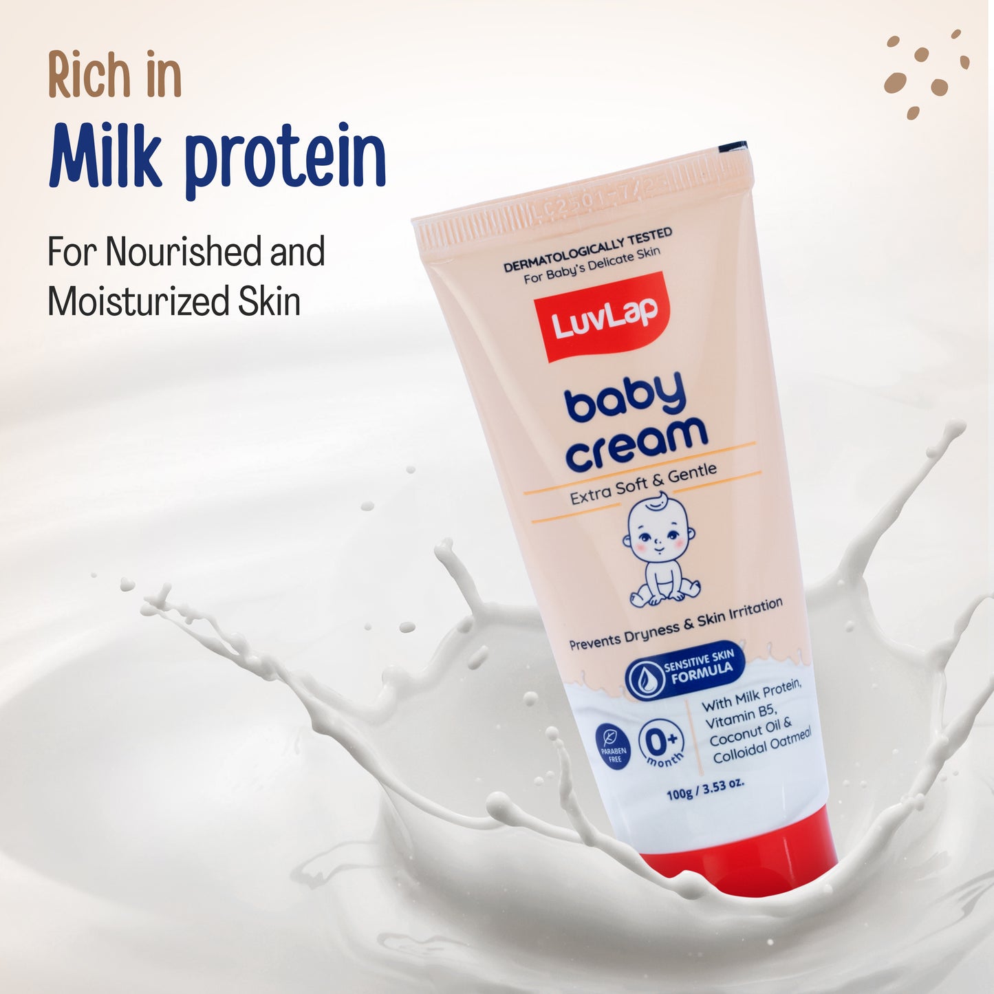 LuvLap Baby Cream -100g, Face & Body Moisturizing Cream with Shea Butter & Colloidal Oatmeal, Protection for Dry, Itchy, Sensitive Skin for Face & Body, 24-Hour Moisturization, Dermatologically Tested