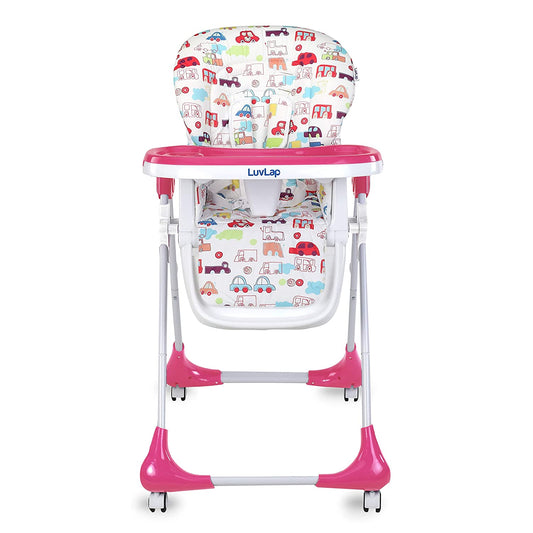 Royal High Chair with Adjustable 7 Heights with Wheels, for 6 to 36 Months Baby - Pink