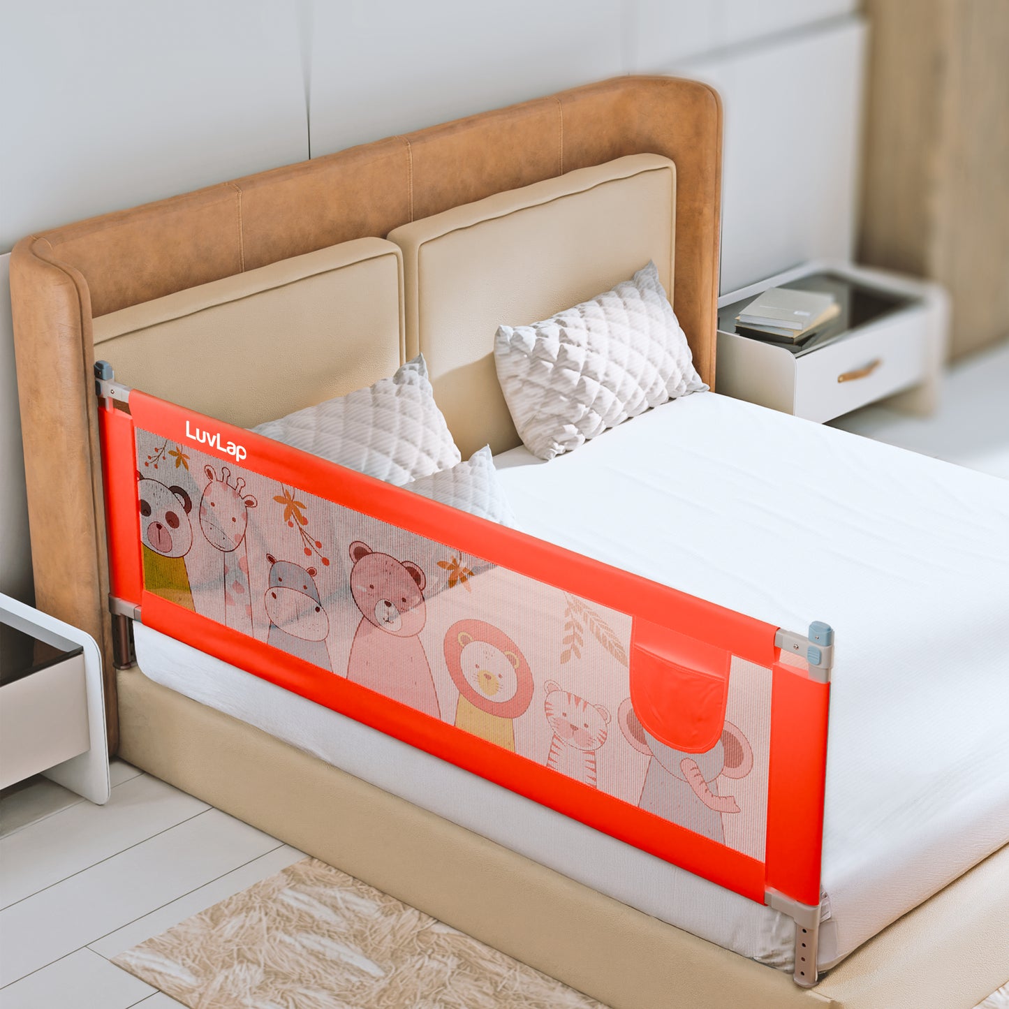 Comfy Baby Bed Rail Guard (6 ft x 2.3 ft), 180cmx72cm, Bed Rails for Baby & Toddler Safety, Portable, Adjustable Height, Single Side Bed Rail, Pack of 1, Printed Pink New