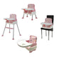 High Chair for Baby/Kids, Toddler Feeding Booster Seat with Wheels, 3 Height adjustments, With Cushion, 6 month to 3 years, Portable (Pink)