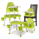 4 in 1 Convertible Baby High Chair with 3 point Safety belts, High Chair, Low Chair, Booster Chair and Table for baby, Removable & washable food tray 6 months+ (Green)