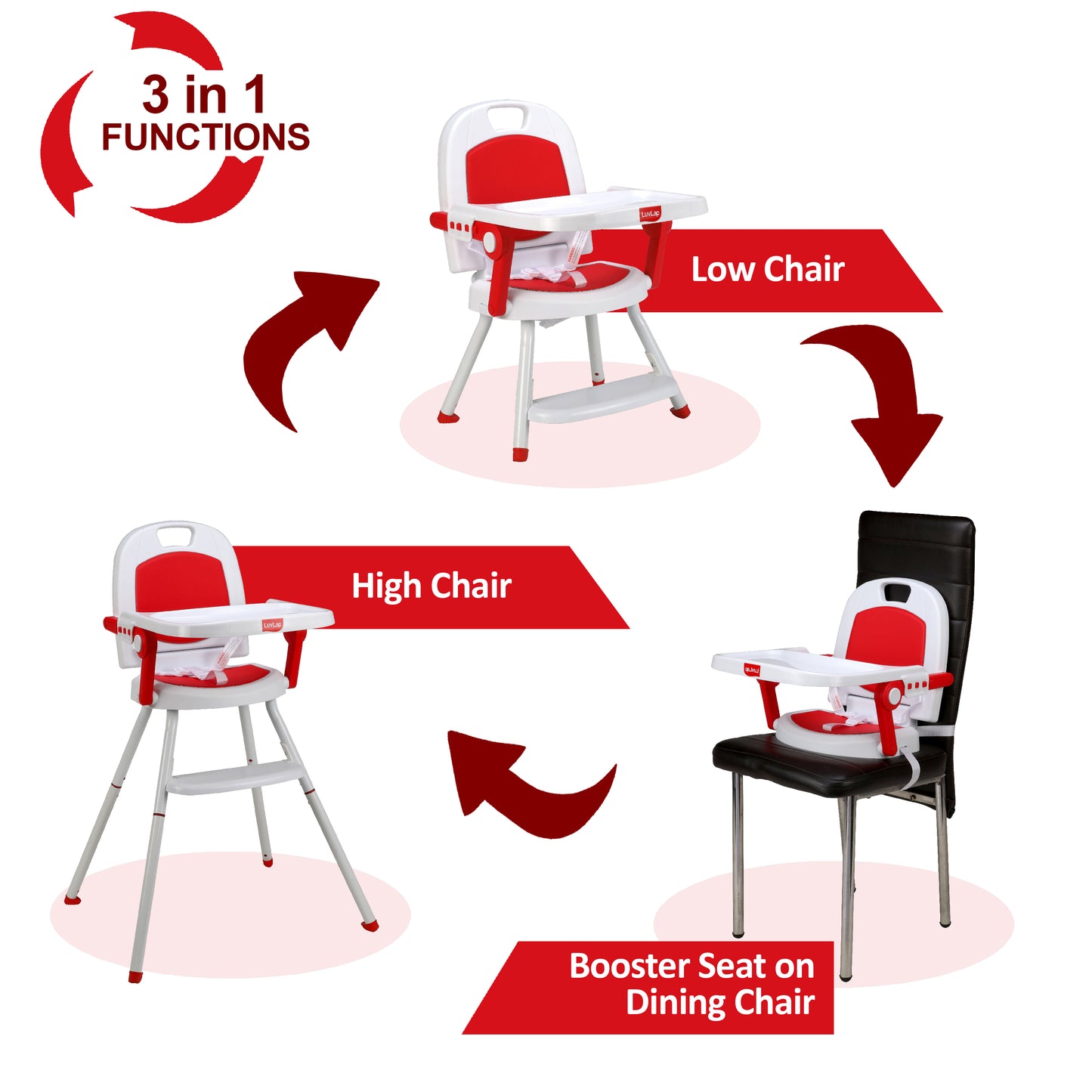 Cosmos 3-In-1 Baby High Chair, Red