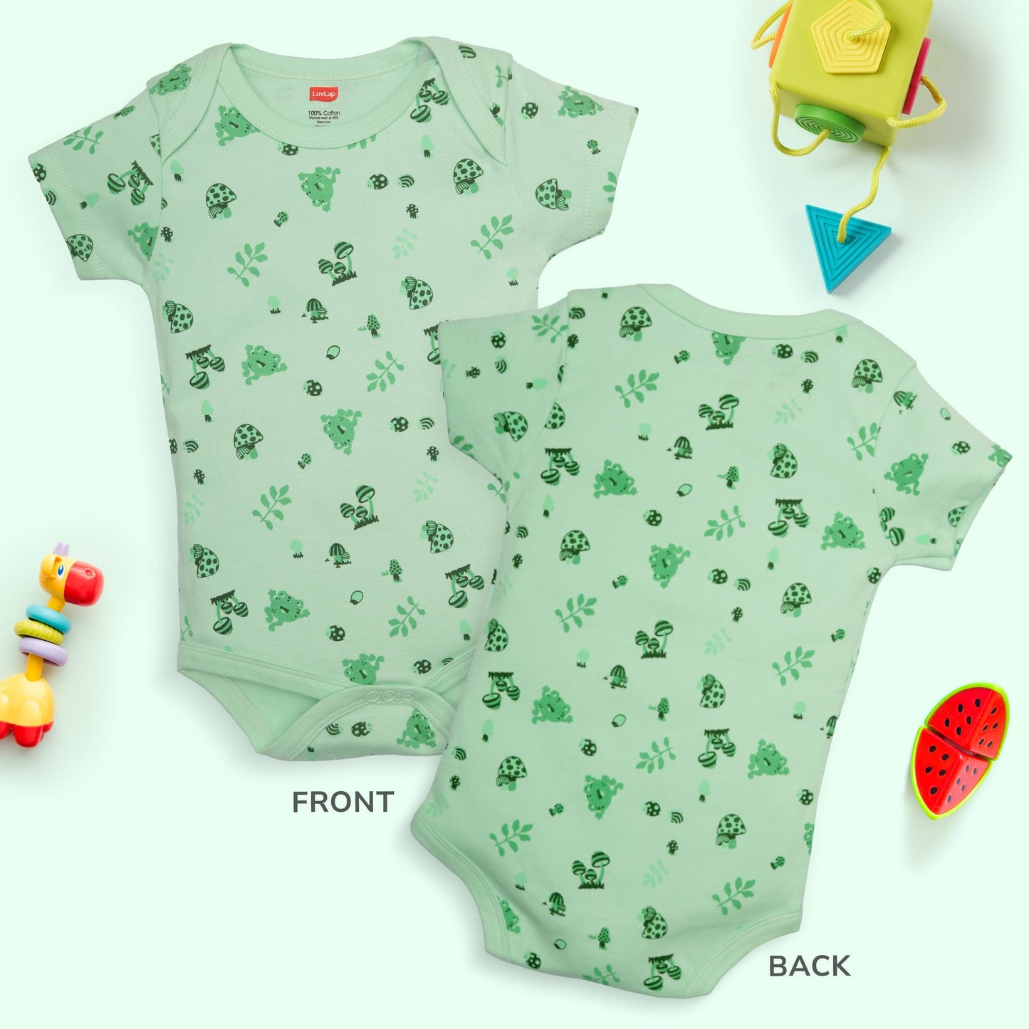 Baby Boys & Baby Girls Pack Of 3 Half Sleeve Romper/Bodysuit 100% Cotton