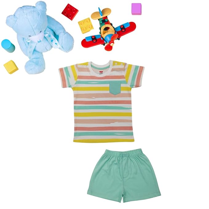 LuvLap Half Sleeve Boys T-Shirt & Shorts Sets, For Baby, Infants & Toddlers, Multicolour, 100% Cotton, Baby Boy Dress, Baby Boy Clothes, Kids Clothing, Pack Of 3