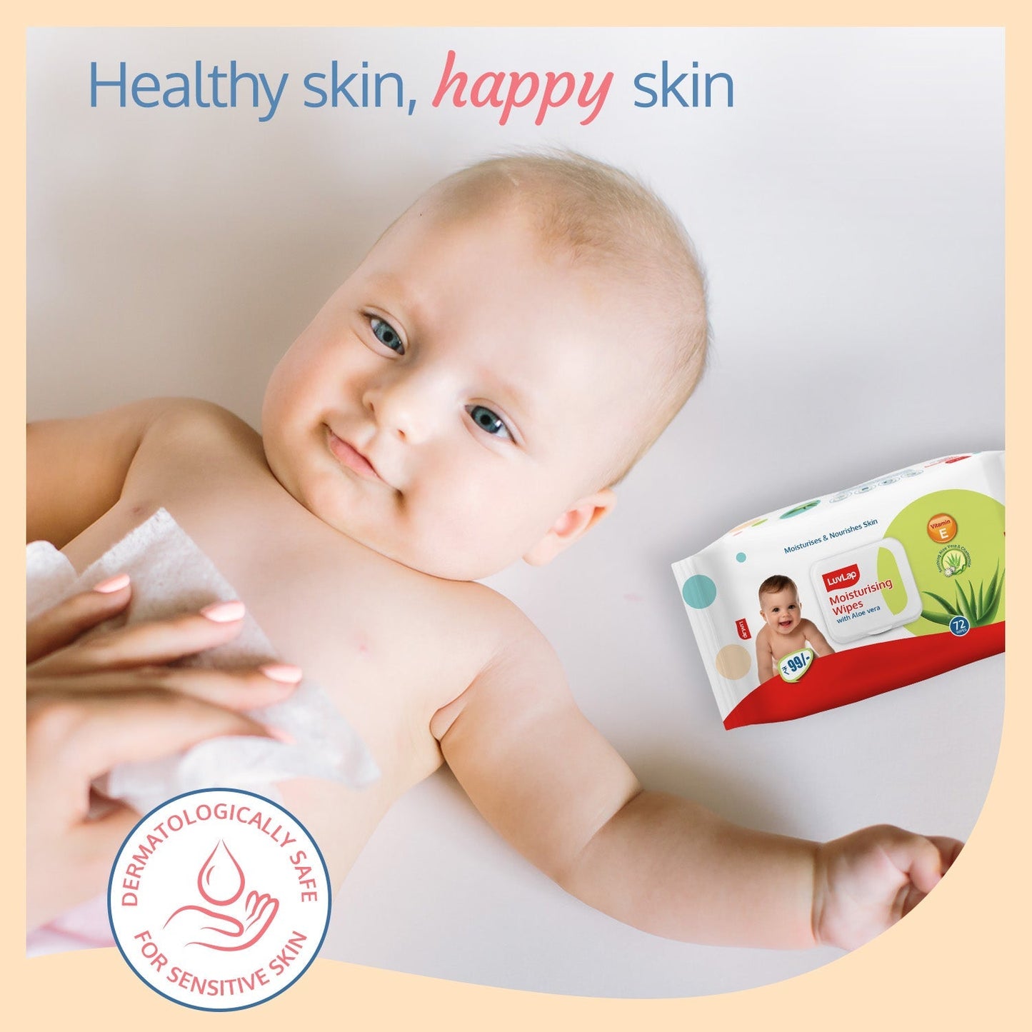 Baby Wipes with Aloe Vera, with Flip-top Lid - Pack of 6