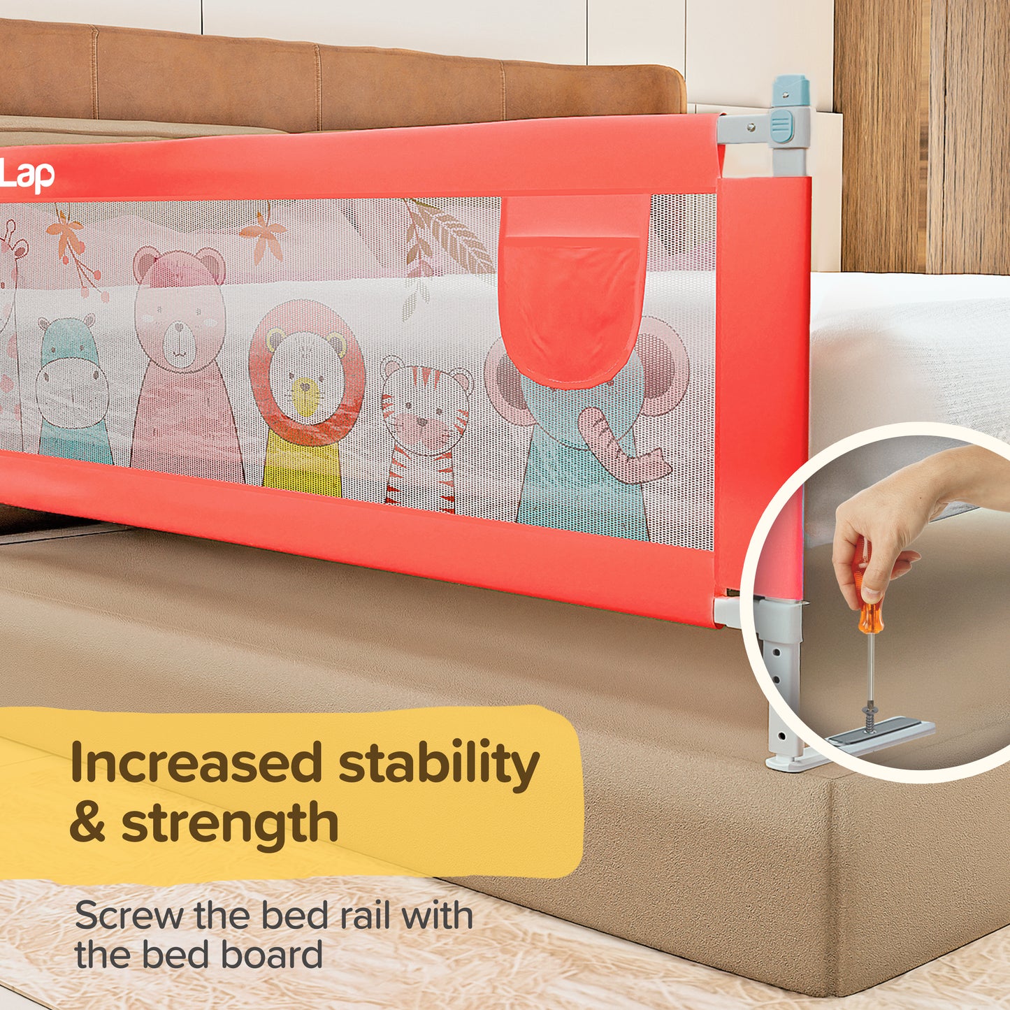 Comfy Baby Bed Rail Guard (6 ft x 2.3 ft), 180cmx72cm, Bed Rails for Baby & Toddler Safety, Portable, Adjustable Height, Single Side Bed Rail, Pack of 1, Printed Pink New