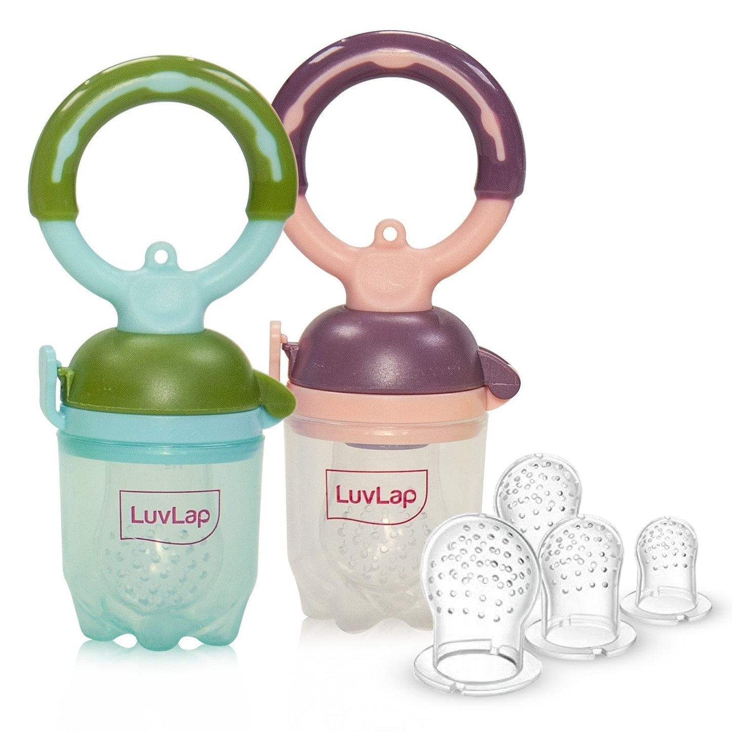 Baby Food and Fruit Feeder Twin Pack, BPA Free, Green & Pink