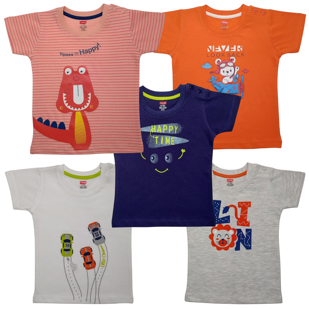 Half Sleeve Boys T Shirt Pack Of 5 L Size Luvlap Store