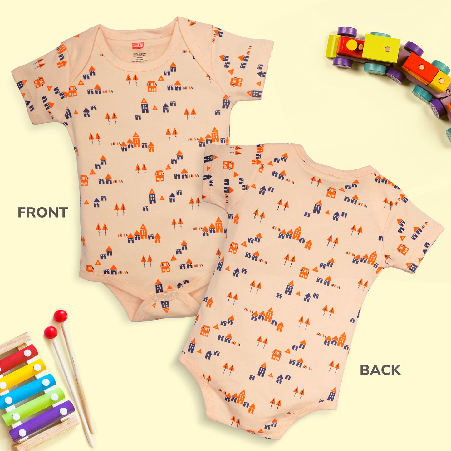 Baby Boys & Baby Girls Pack Of 4 Half Sleeve Romper/Bodysuit 100% Cotton