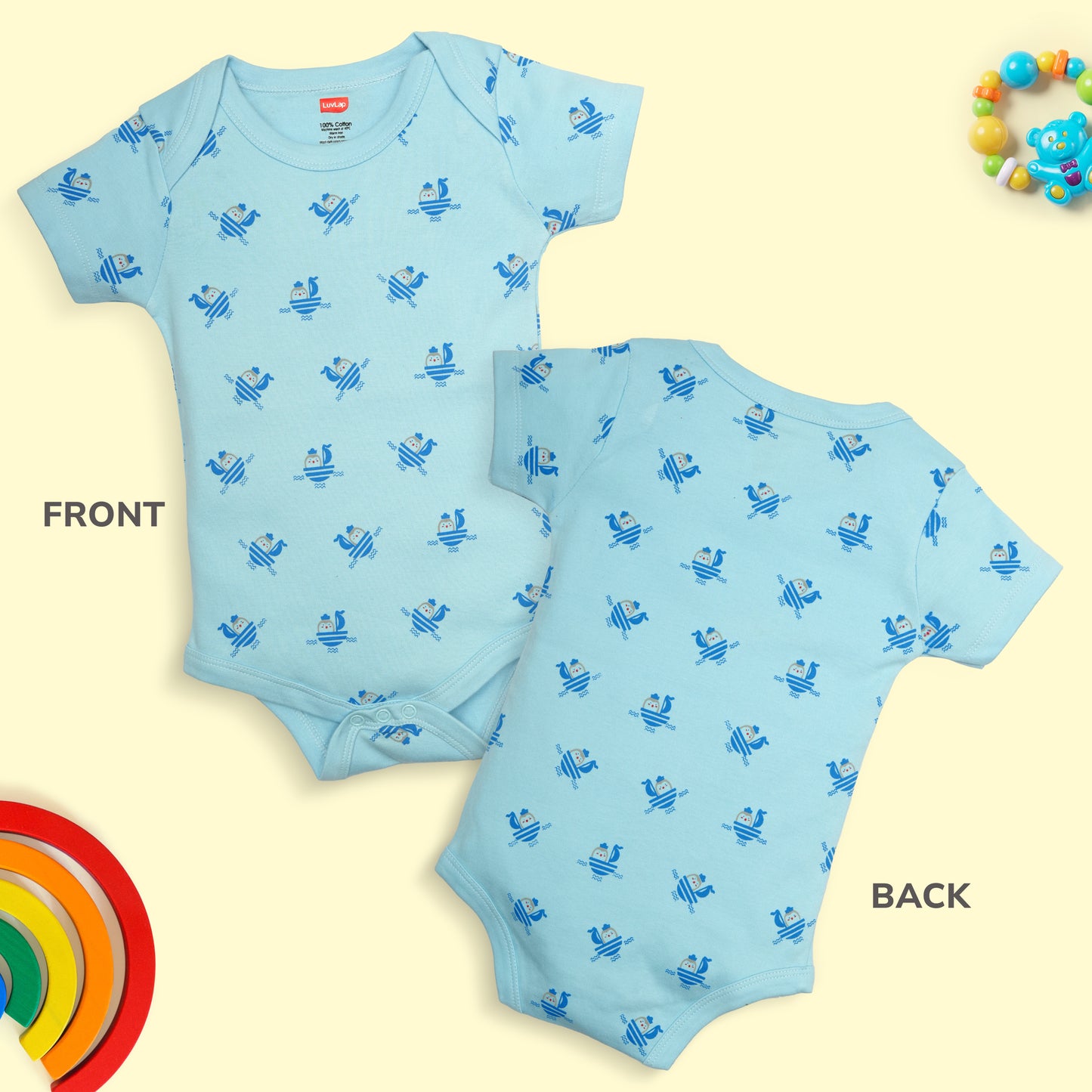 Baby Boys & Baby Girls Pack Of 4 Half Sleeve Romper/Bodysuit 100% Cotton