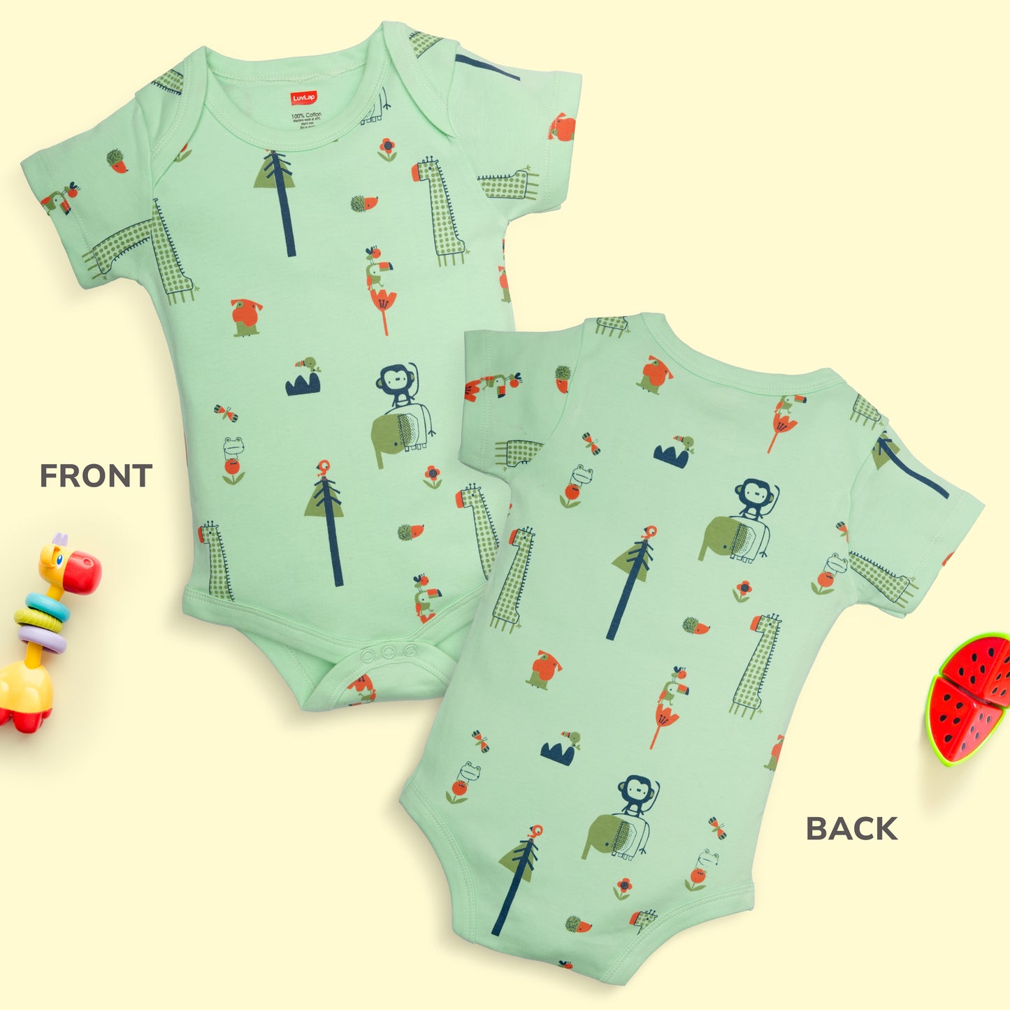 Baby Boys & Baby Girls Pack Of 4 Half Sleeve Romper/Bodysuit 100% Cotton