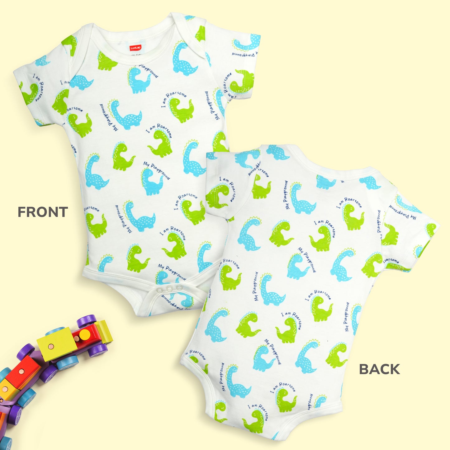 Baby Boys & Baby Girls Pack Of 4 Half Sleeve Romper/Bodysuit 100% Cotton