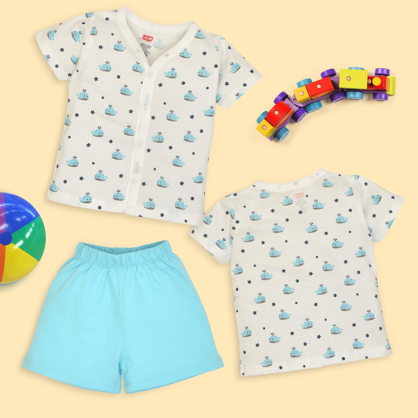 Baby Boys & Baby Girls Pack Of 3 Half Sleeve Jhabla & Shorts Set 100% Cotton