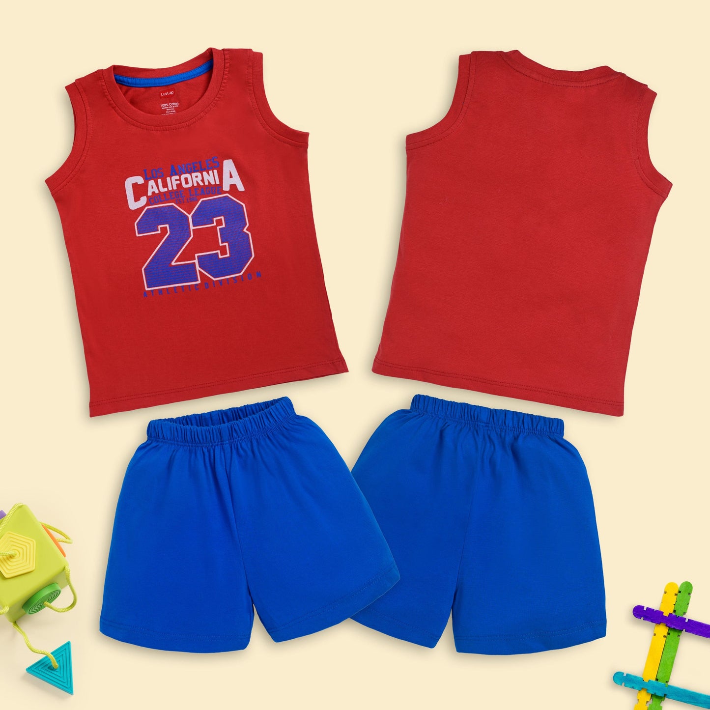 Baby Boys Pack Of 3 Sleeveless Tank Top & Shorts Set 100% Cotton, M (3 to 6 Months)