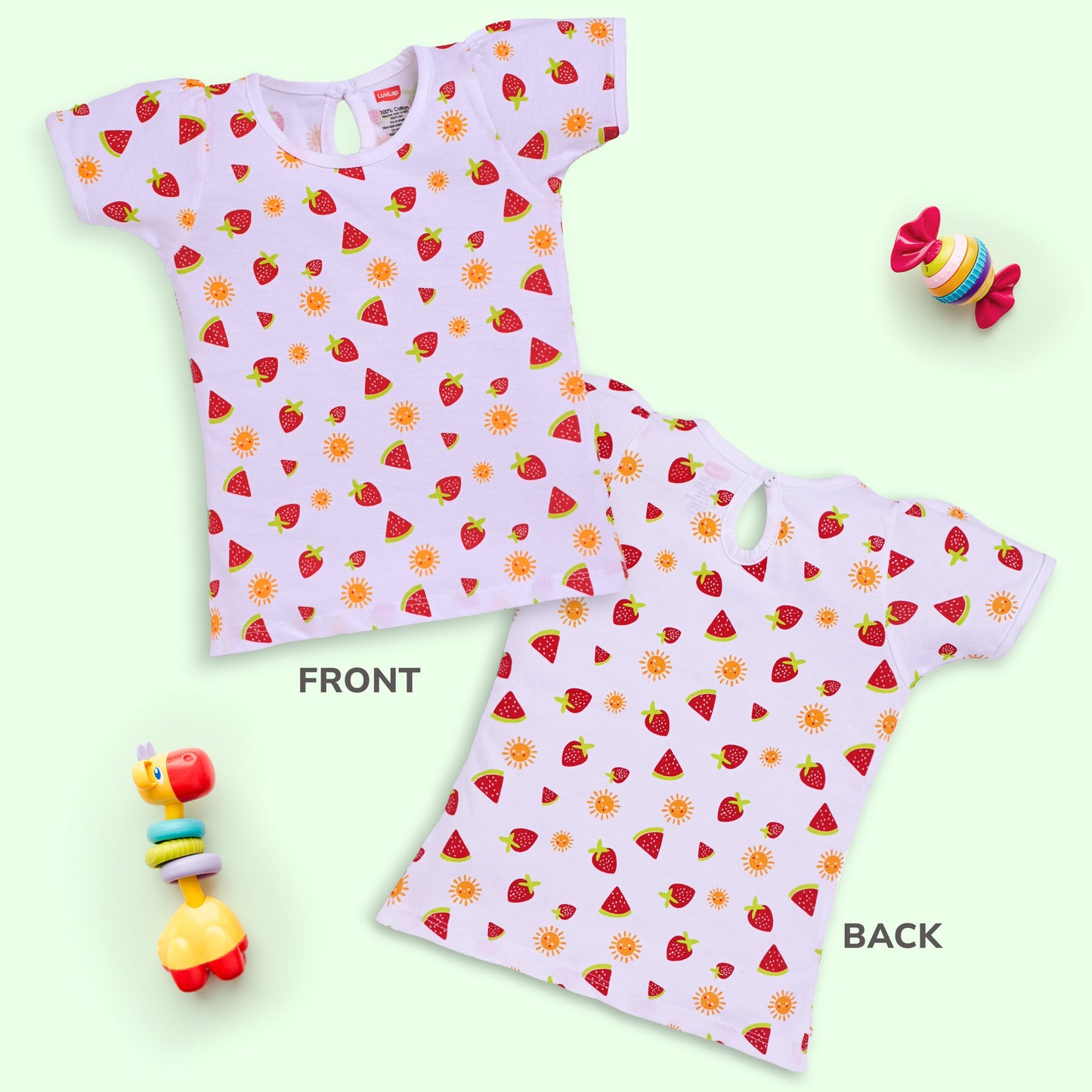Baby Girls Pack Of 5 Half Sleeve Top 100% Cotton