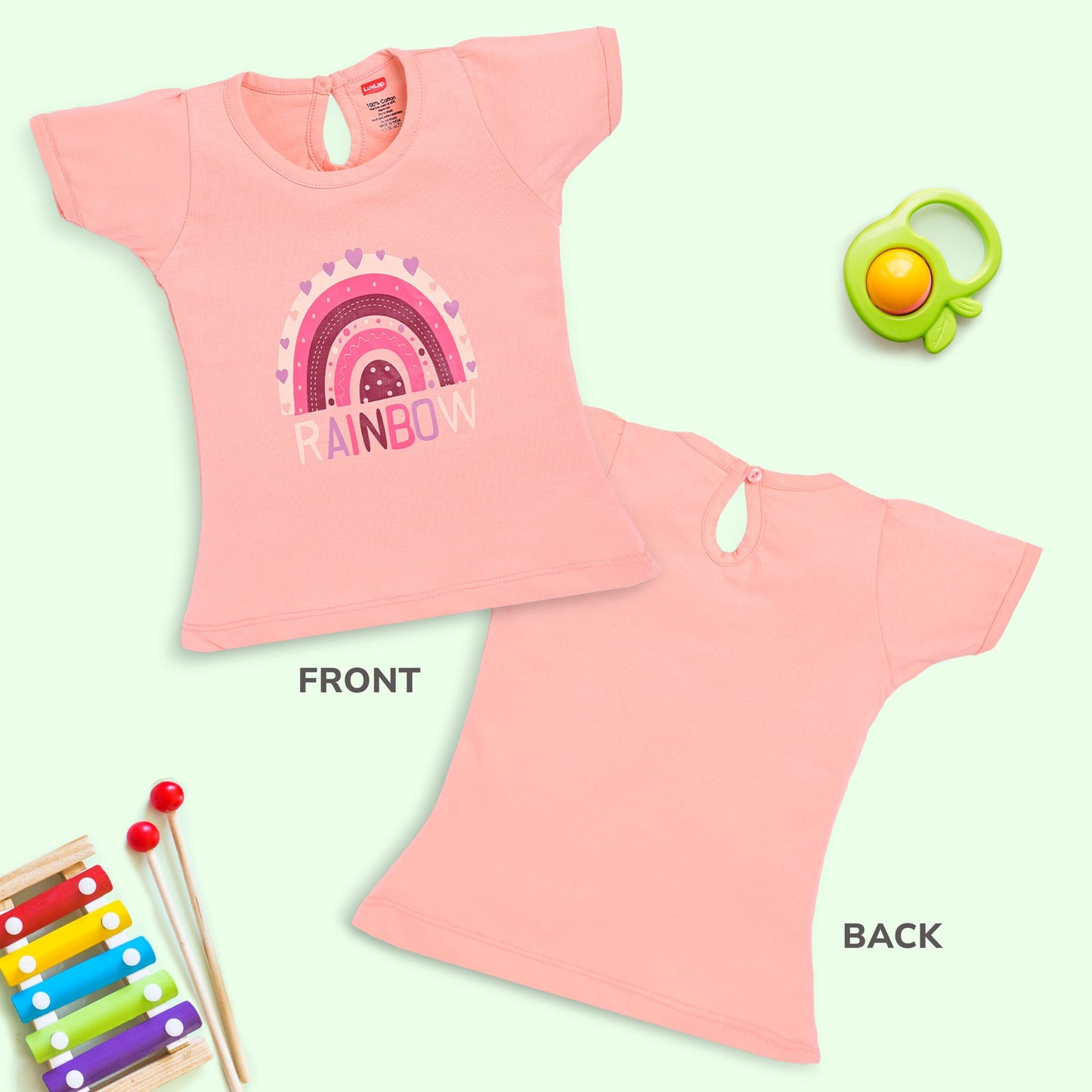 Baby Girls Pack Of 5 Half Sleeve Top 100% Cotton
