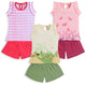 Baby Girls Pack Of 3 Half Sleeve Top & Shorts Set 100% Cotton