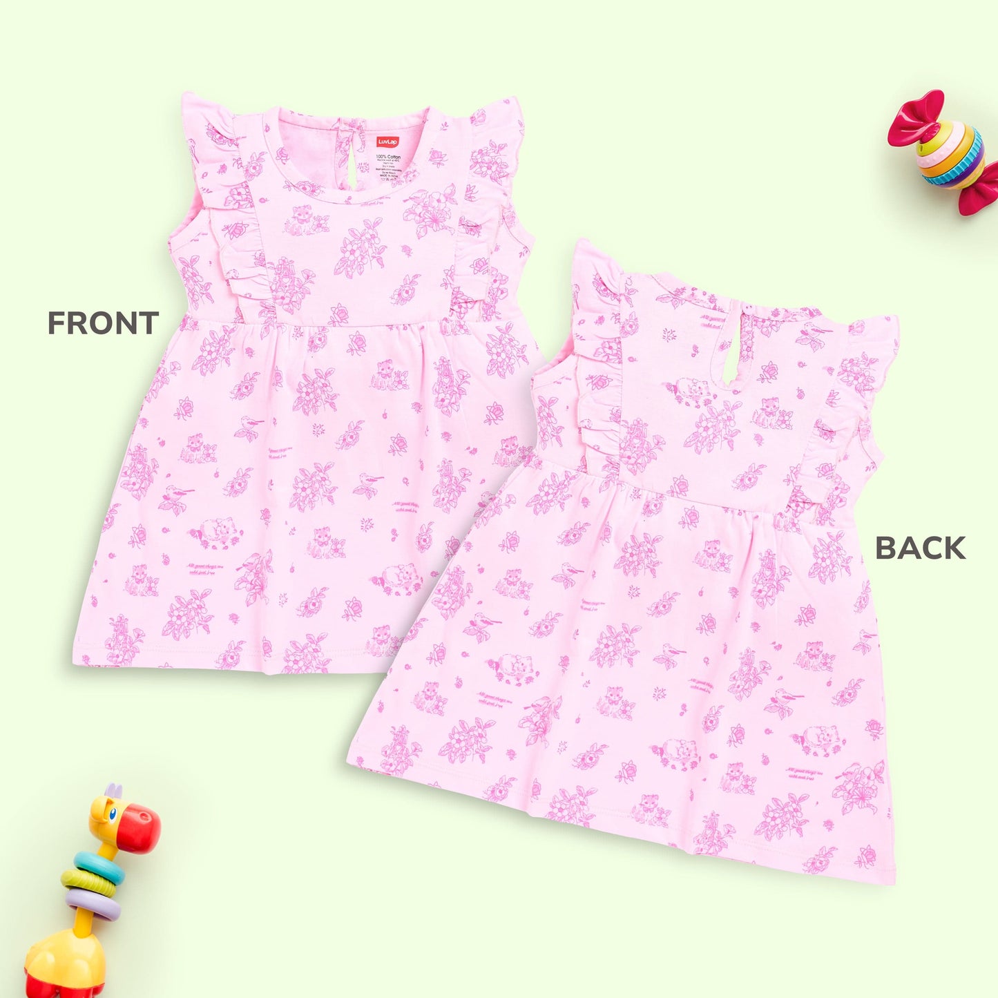 Baby Girls Pack Of 3 Sleeveless Frock 100% Cotton