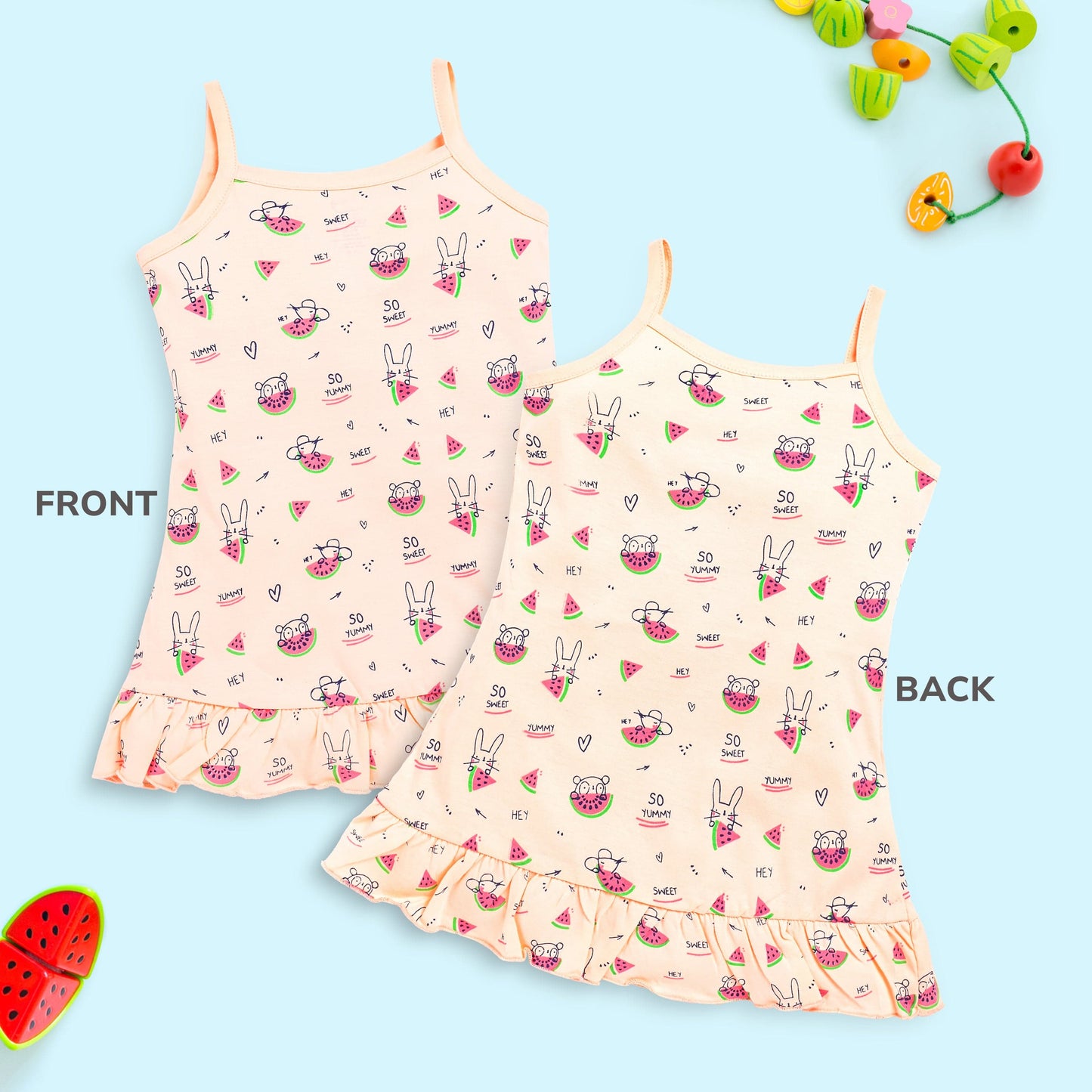 Baby Girls Pack Of 3 Sleeveless Frock 100% Cotton
