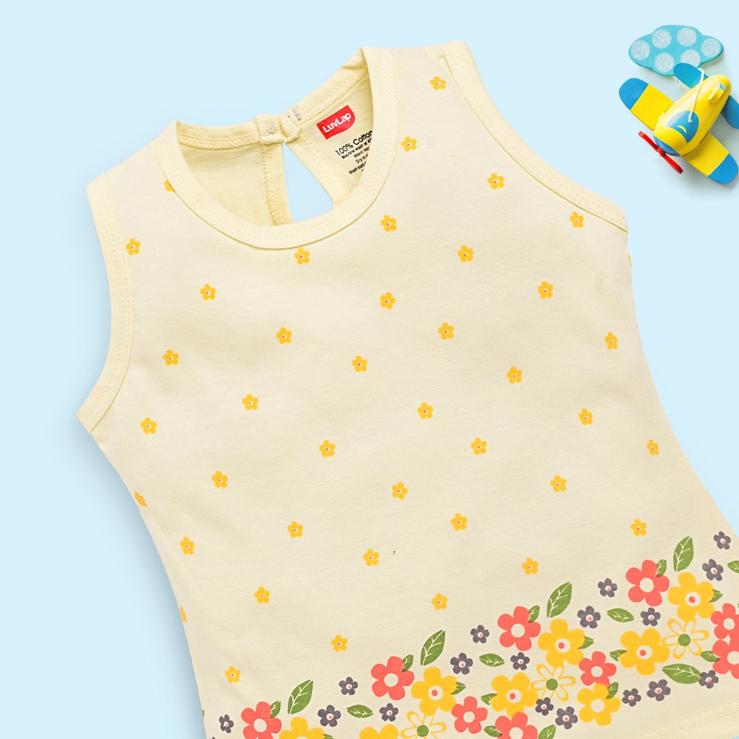 Baby Girls Pack Of 3 Sleeveless Top & Shorts Set 100% Cotton