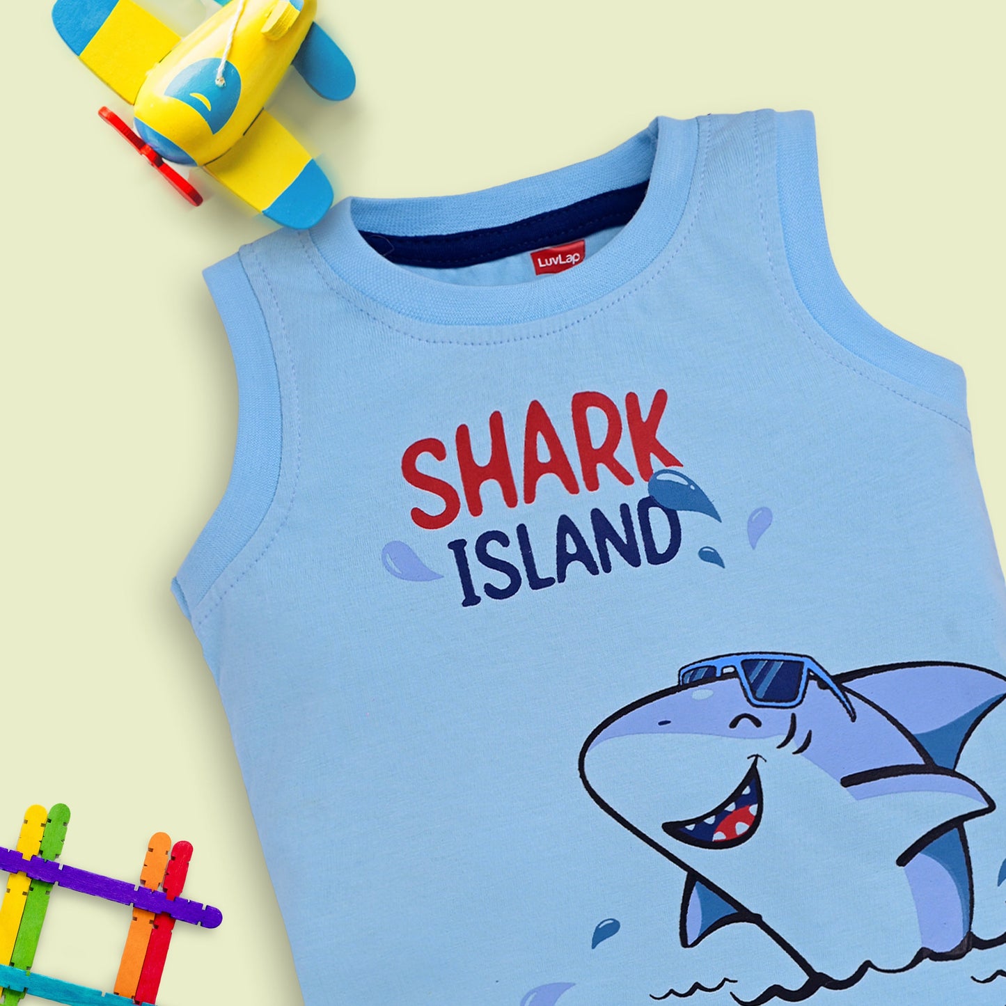 Baby Boys Pack Of 3 Sleeveless Tank Top & Shorts Set 100% Cotton