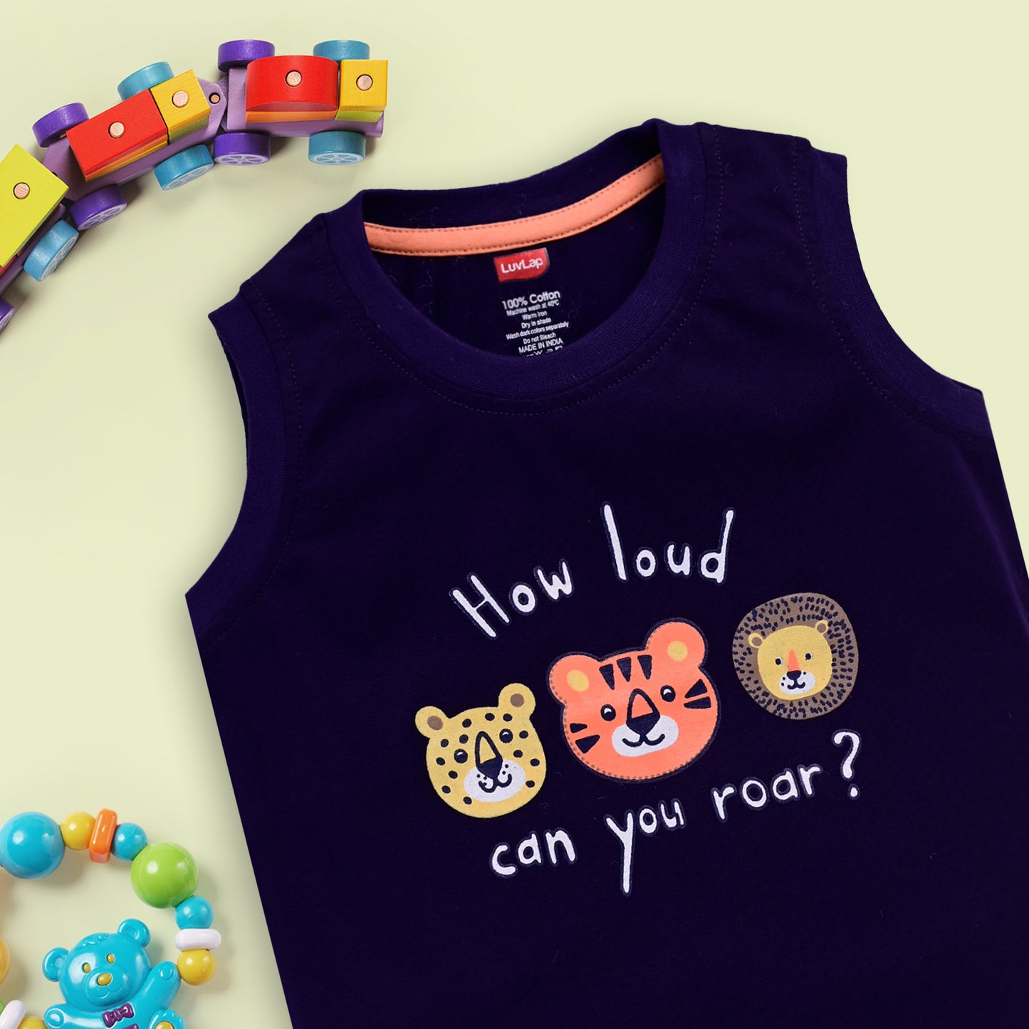 Baby Boys Pack Of 3 Sleeveless Tank Top & Shorts Set 100% Cotton