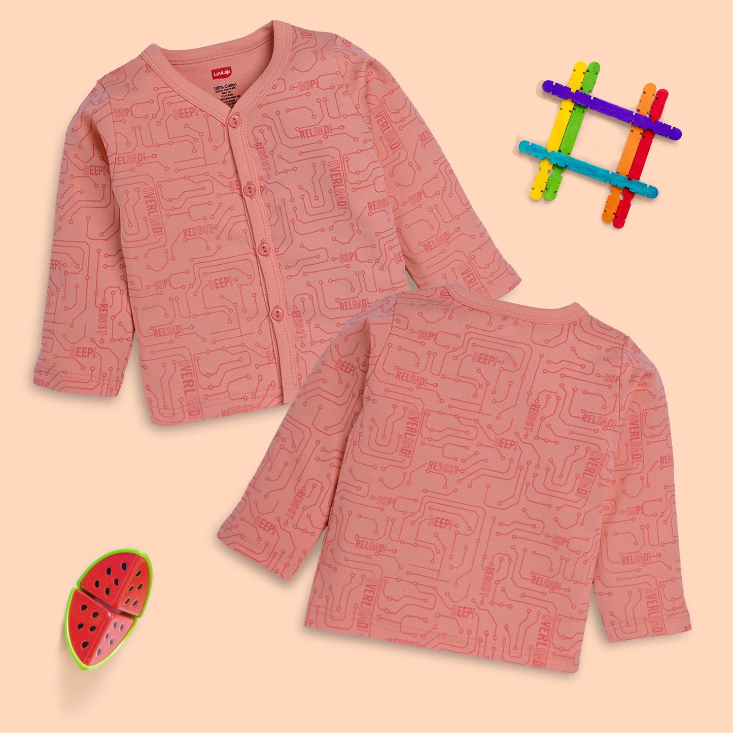 Baby Boys & Baby Girls Pack Of 4 Full Sleeve Jhabla, 100% Cotton