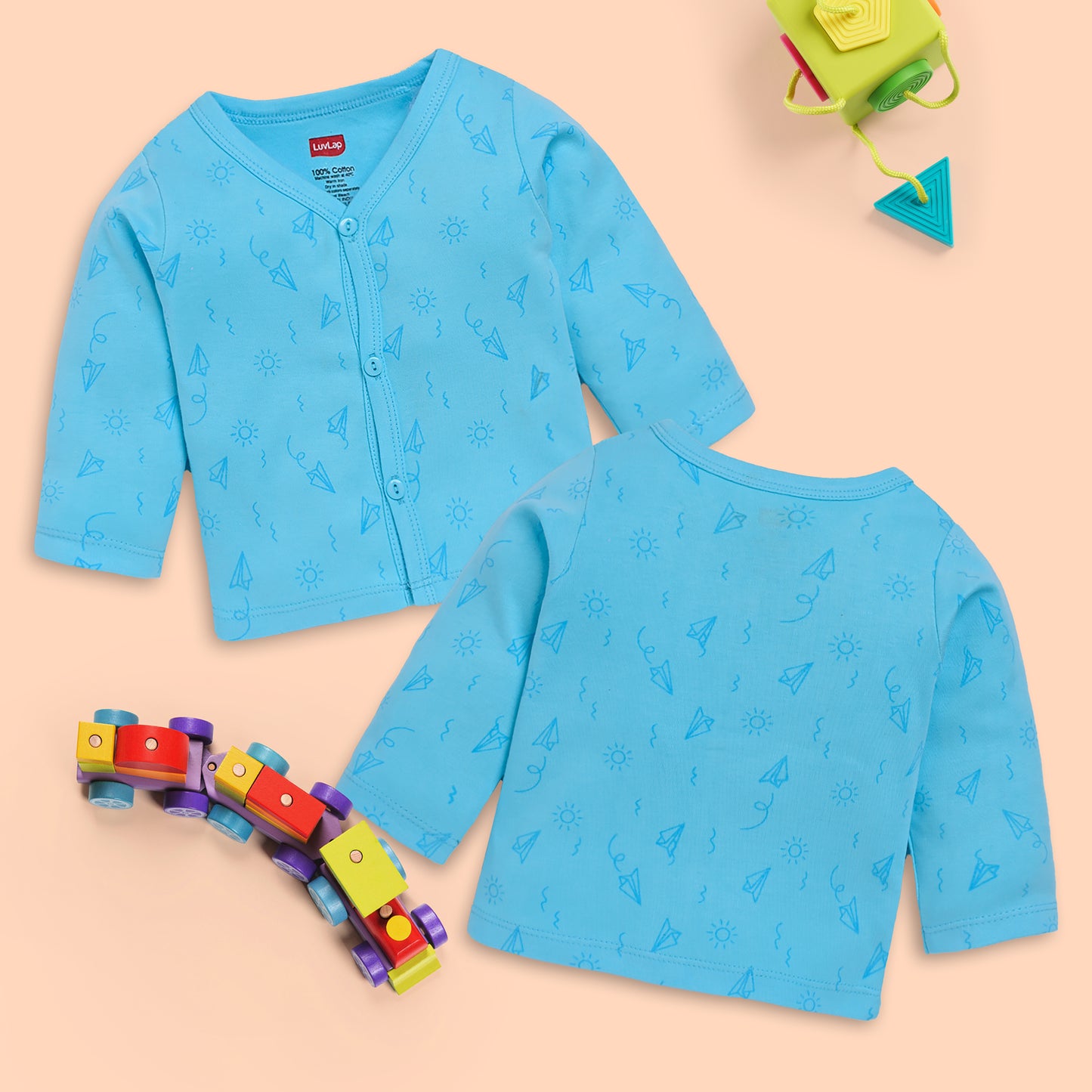 Baby Boys & Baby Girls Pack Of 4 Full Sleeve Jhabla, 100% Cotton