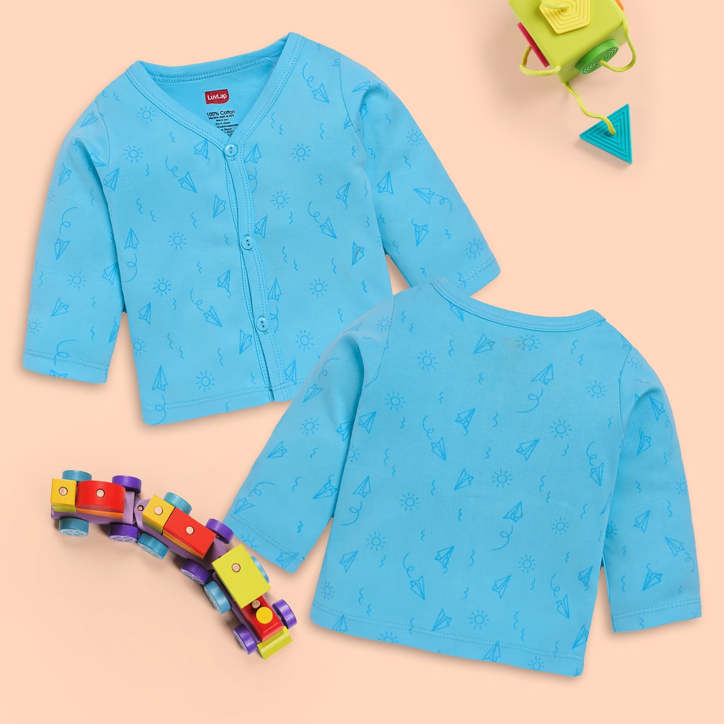 Baby Boys & Baby Girls Pack Of 4 Full Sleeve Jhabla, 100% Cotton