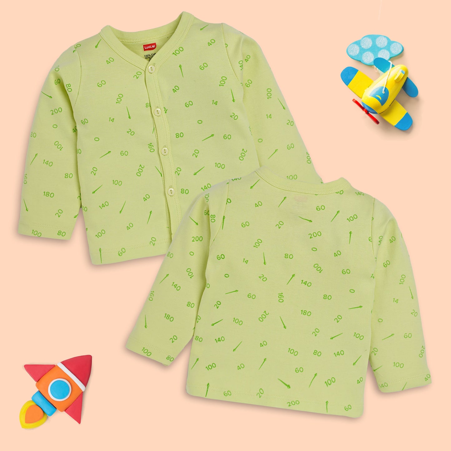 Baby Boys & Baby Girls Pack Of 4 Full Sleeve Jhabla, 100% Cotton