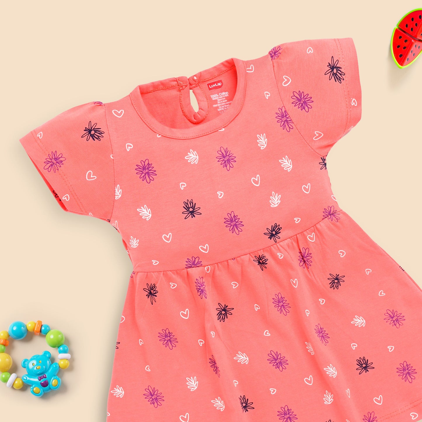 Baby Girls Pack Of 3 Half Sleeve Frock 100% Cotton