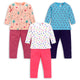Baby Girls Pack Of 3 Full Sleeve Top & Pyjama Set 100% Cotton