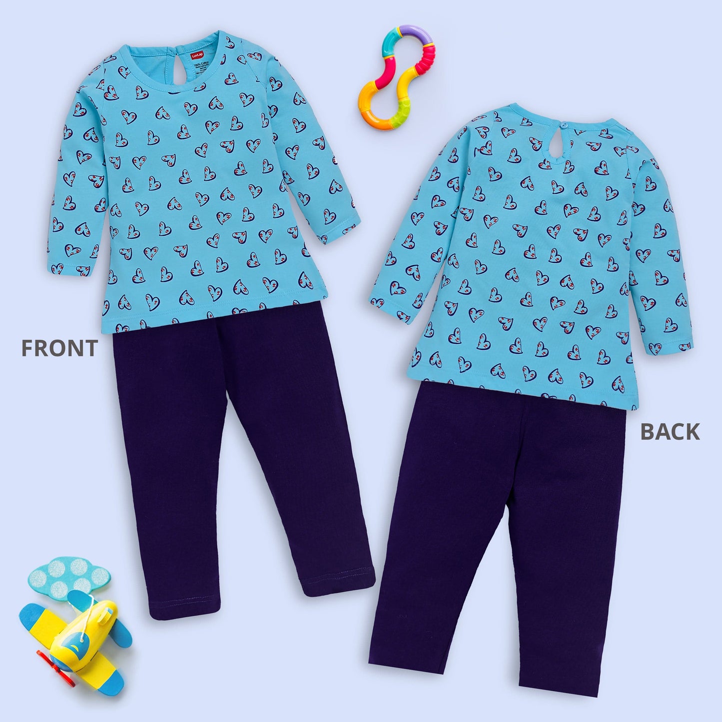 Baby Girls Pack Of 3 Full Sleeve Top & Pyjama Set 100% Cotton