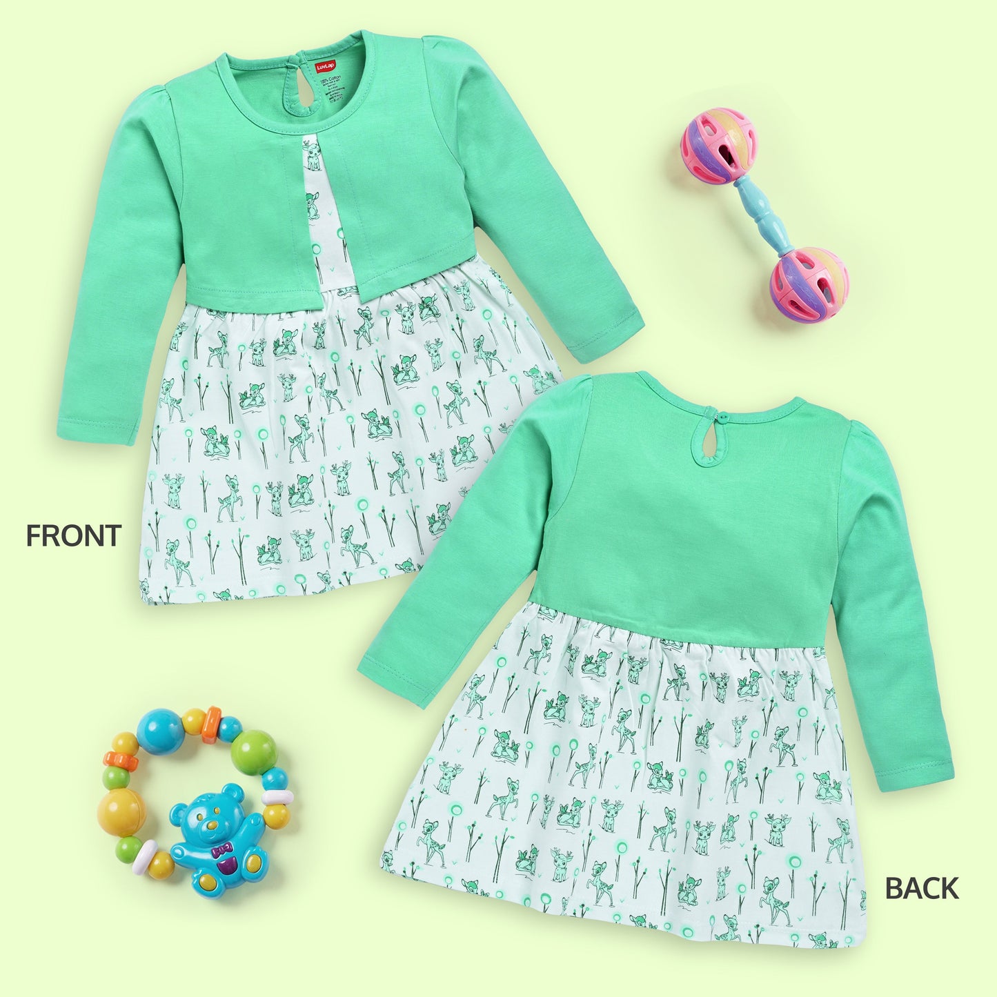 Baby Girls Pack Of 3 Full Sleeve Frock 100% Cotton