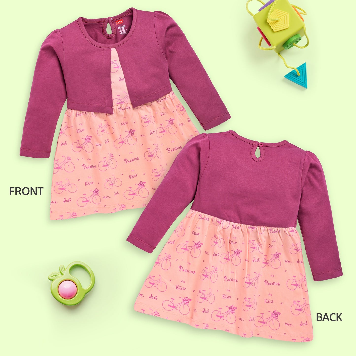 Baby Girls Pack Of 3 Full Sleeve Frock 100% Cotton