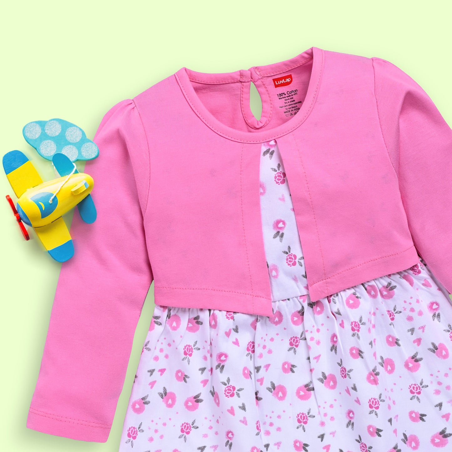 Baby Girls Pack Of 3 Full Sleeve Frock 100% Cotton