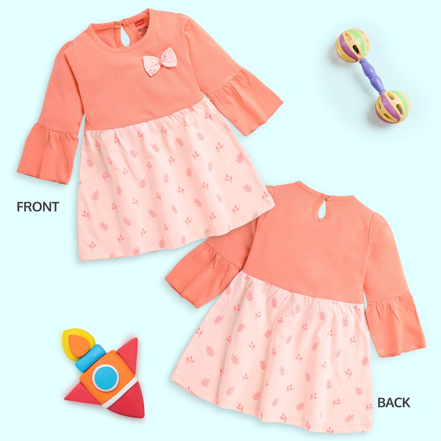 Baby Girls Pack Of 3 Full Sleeve Frock 100% Cotton