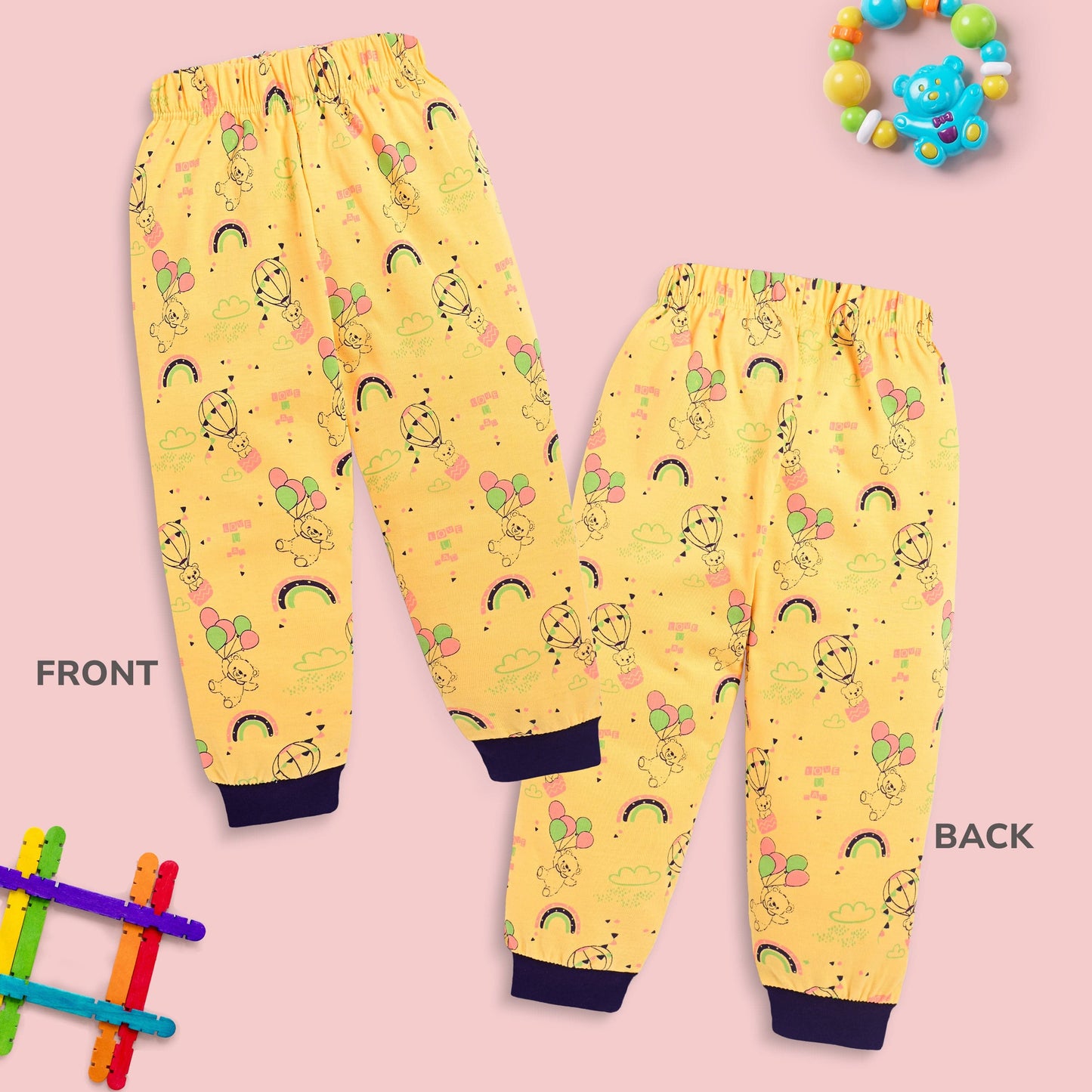 Baby Boys & Baby Girls Pack Of 3 Pyjama 100% Cotton