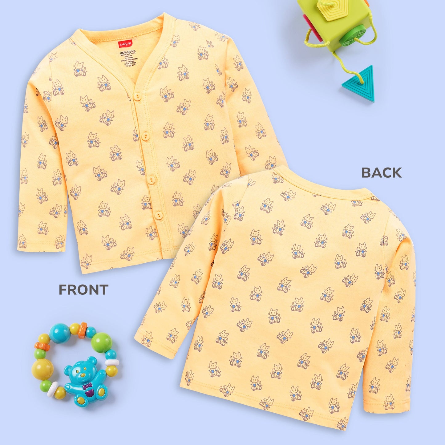 Baby Boys & Baby Girls Pack Of 4 Full Sleeve Jhabla, 100% Cotton