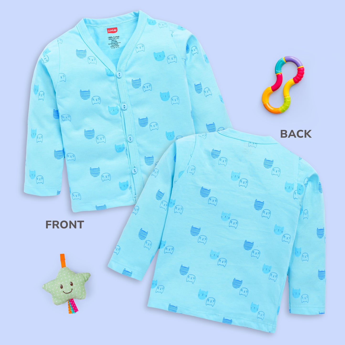 Baby Boys & Baby Girls Pack Of 4 Full Sleeve Jhabla, 100% Cotton