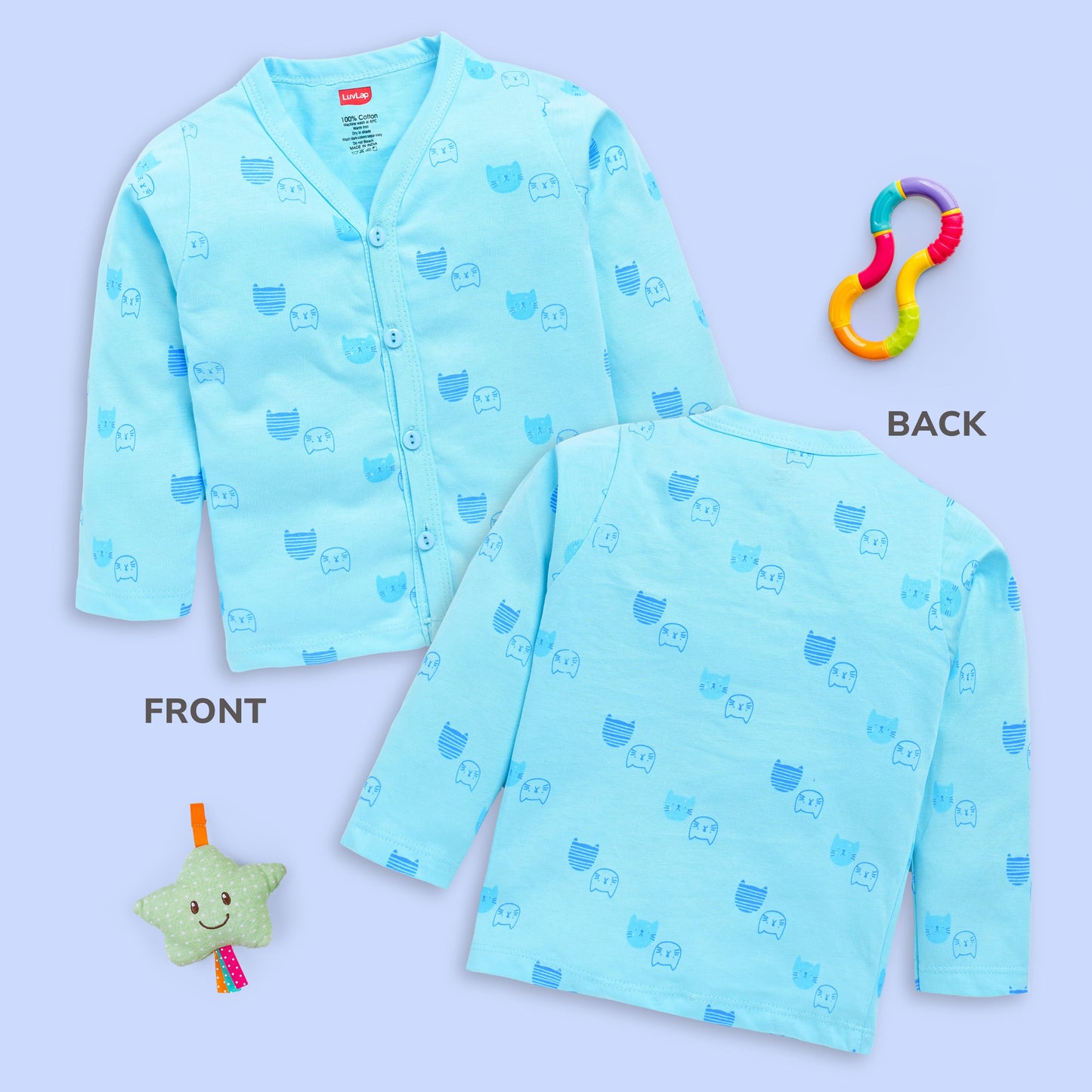 Baby Boys & Baby Girls Pack Of 4 Full Sleeve Jhabla, 100% Cotton