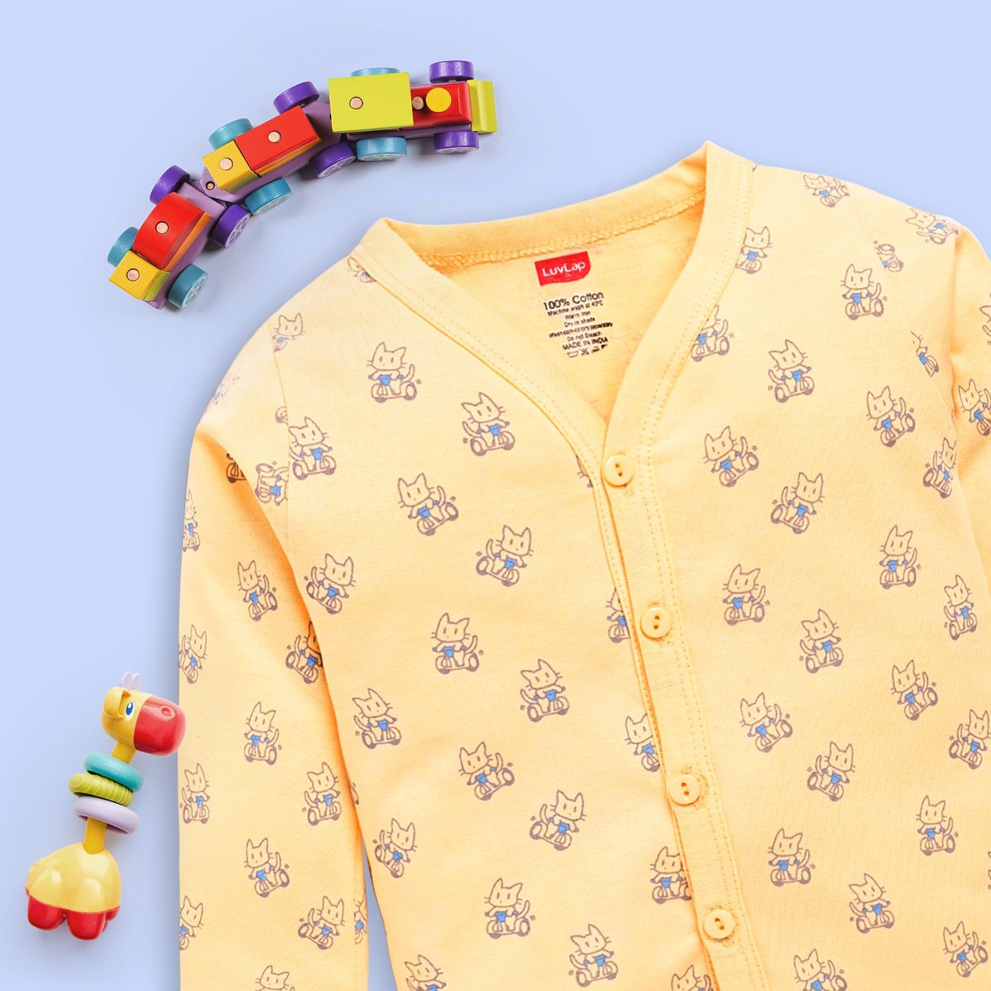 Baby Boys & Baby Girls Pack Of 4 Full Sleeve Jhabla, 100% Cotton