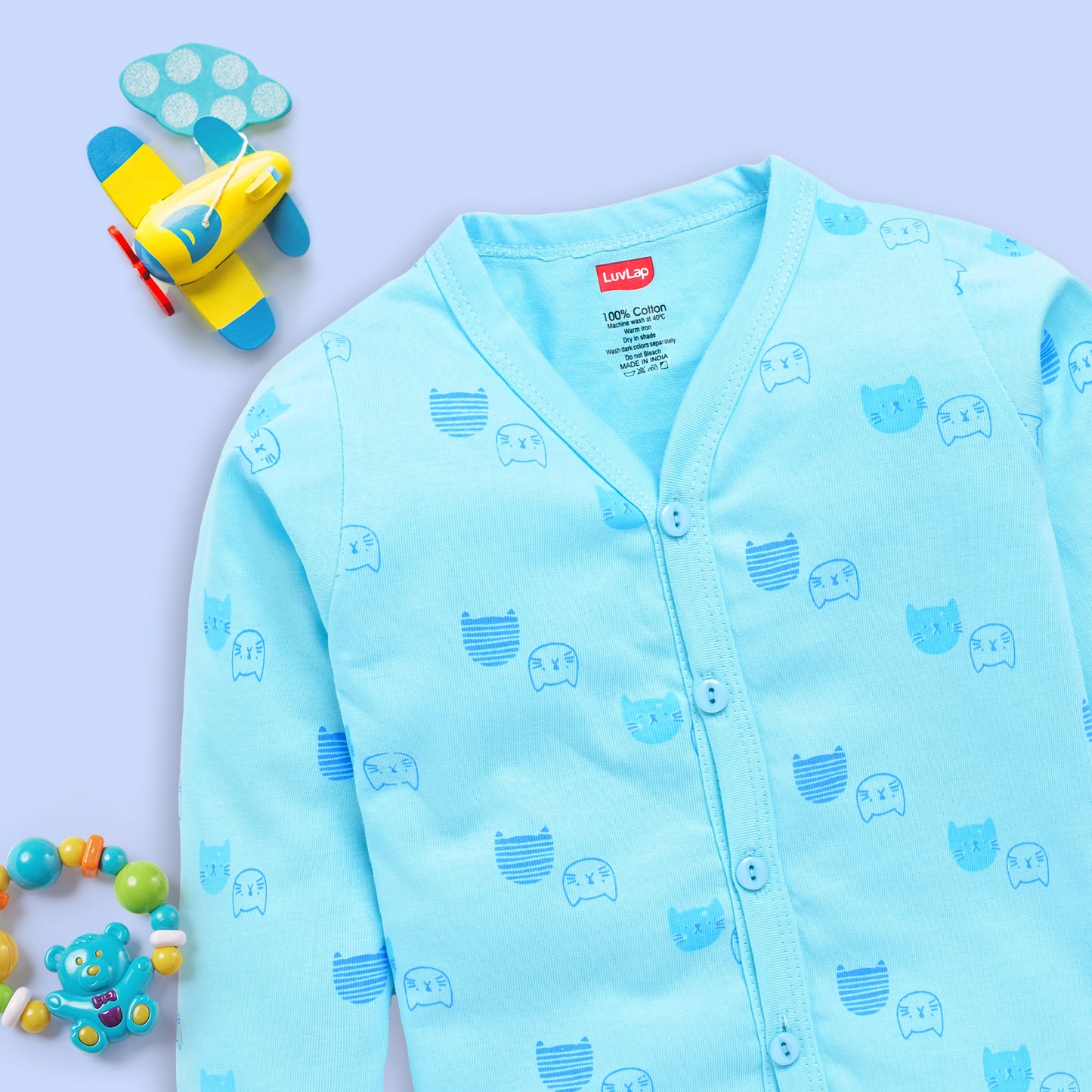 Baby Boys & Baby Girls Pack Of 4 Full Sleeve Jhabla, 100% Cotton